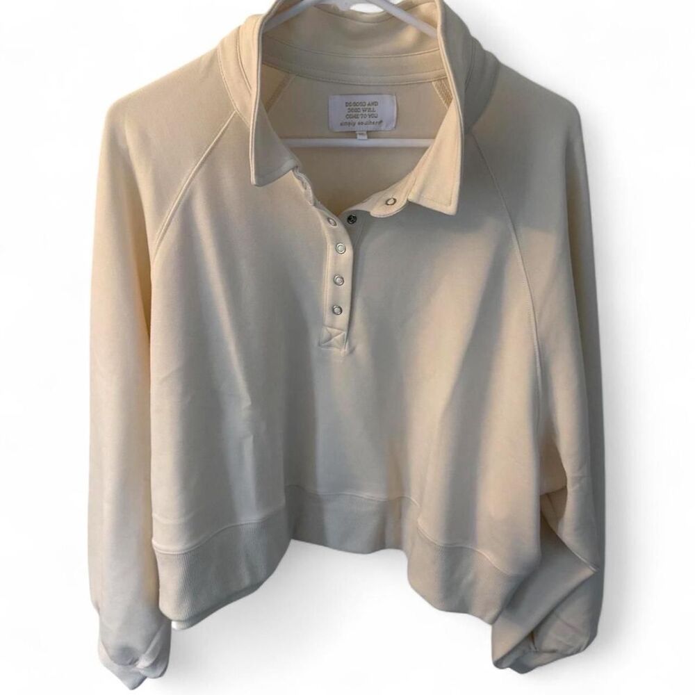 Simply Southern Cream Quarter Snap Sweatshirt XL Pullover Cozy Casual
